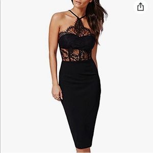 Black Lace Bandage Dress Sz M - image 1